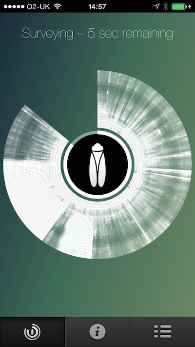 Cicada mobile app screenshot of surveying UI