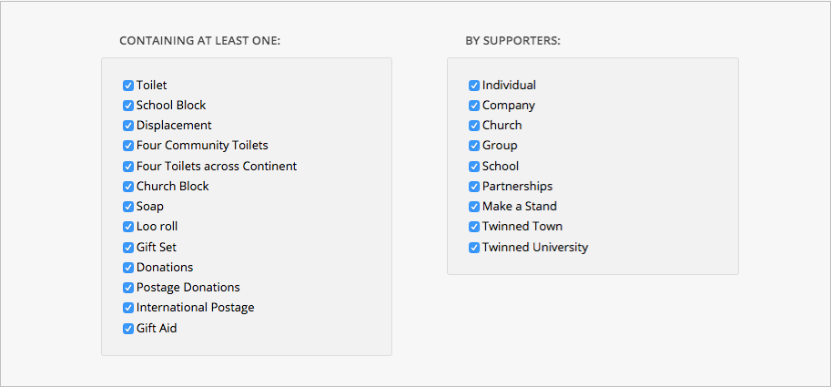 Screenshot of the reporting options in the back office system