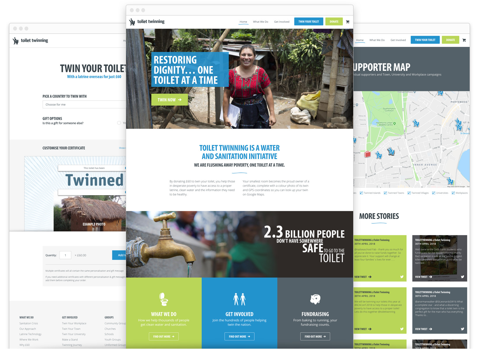 Screenshots of Toilet Twinning's website