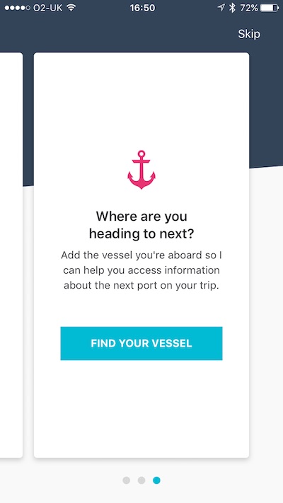 Wellness at Sea mobile app onboarding screenshot