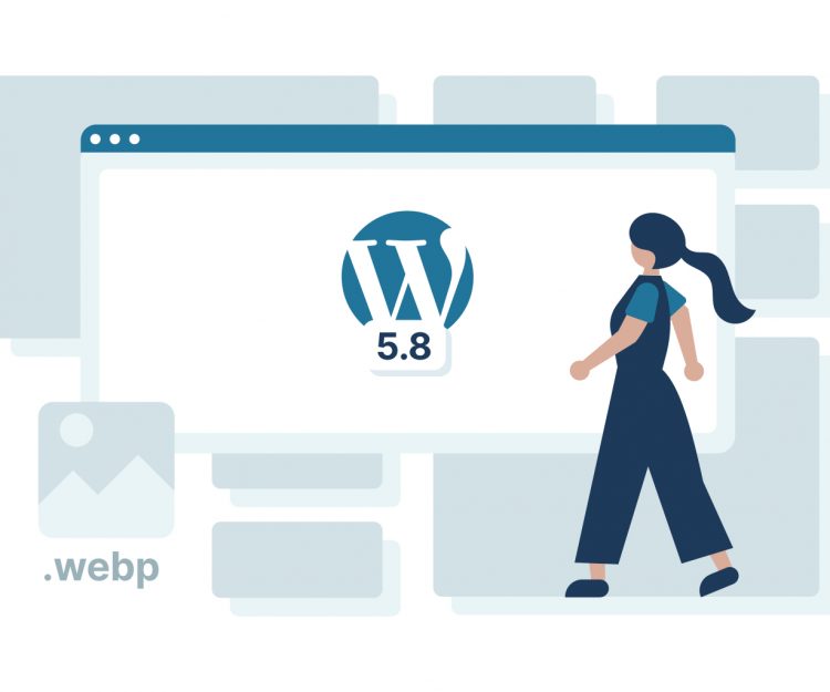 WordPress 5.8 update brings webP image support update illustration.