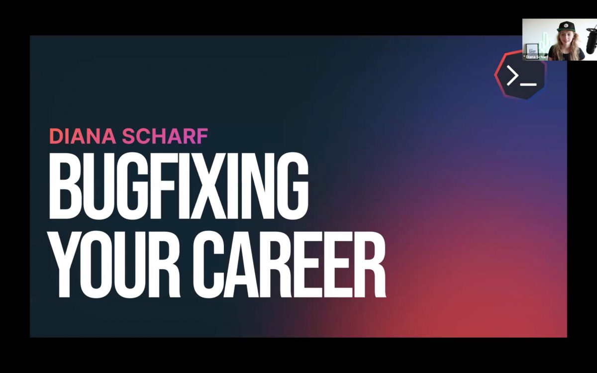 First slide of the "Bug Fixing Your Career" talk