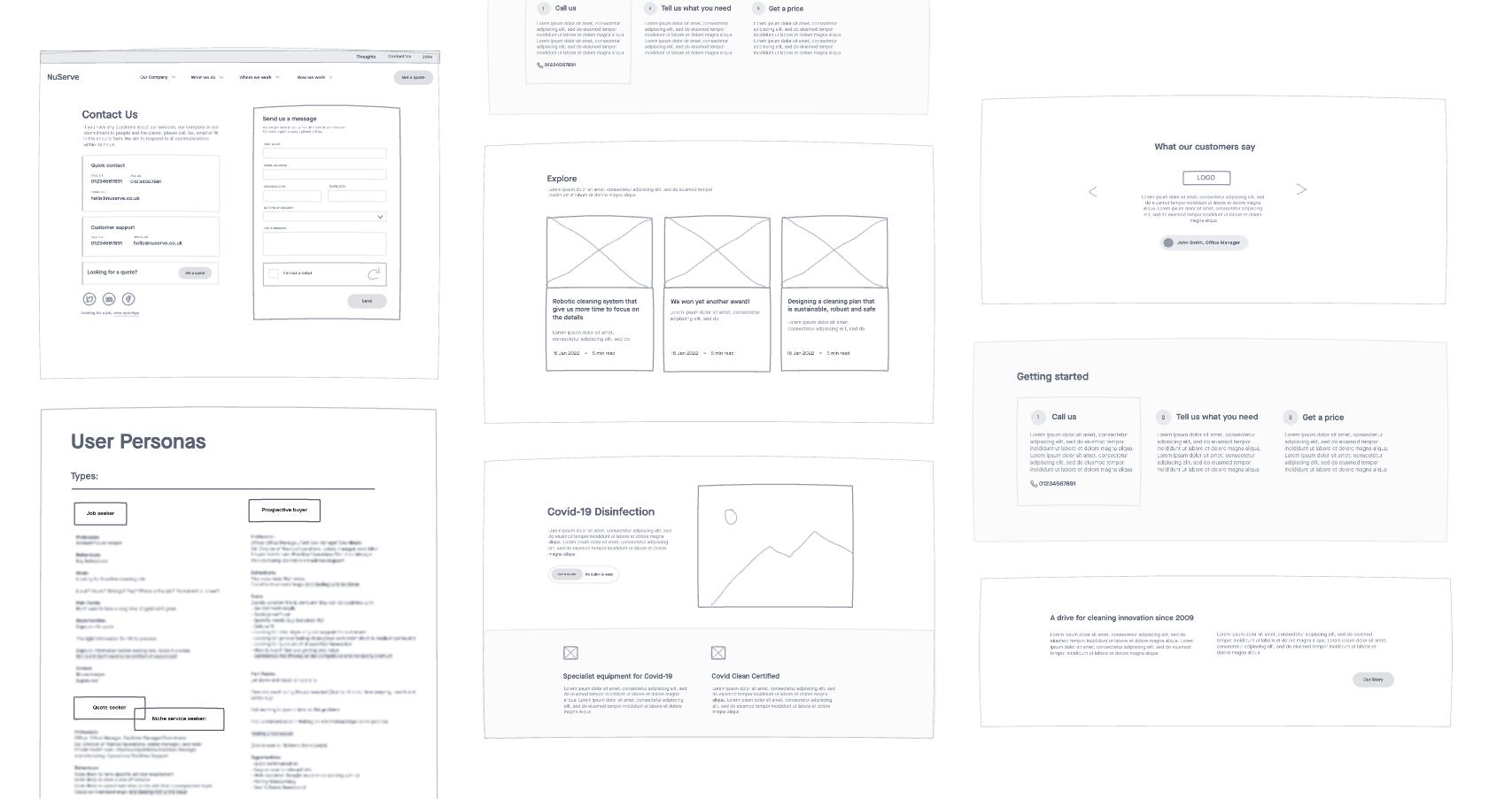 NuServe Website Wireframes